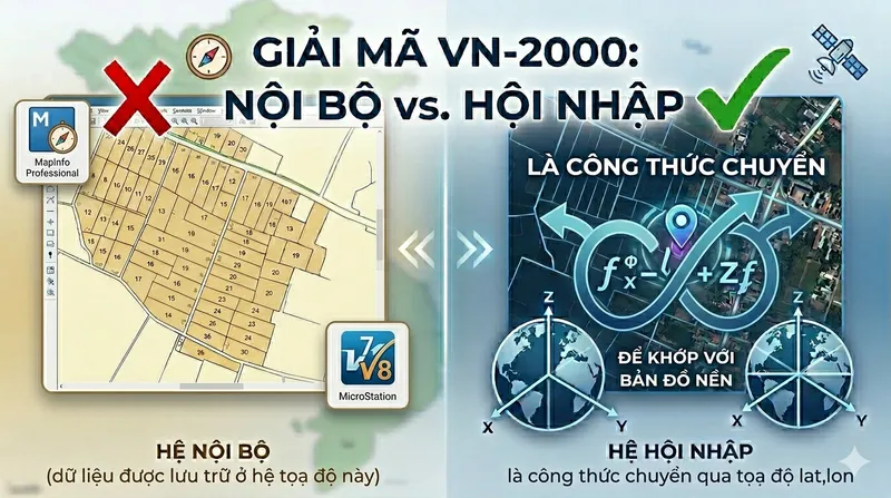 Giải Mã VN-2000: Nội Bộ vs. Hội Nhập – Tại Sao Bản Đồ Của Bạn Bị Lệch?