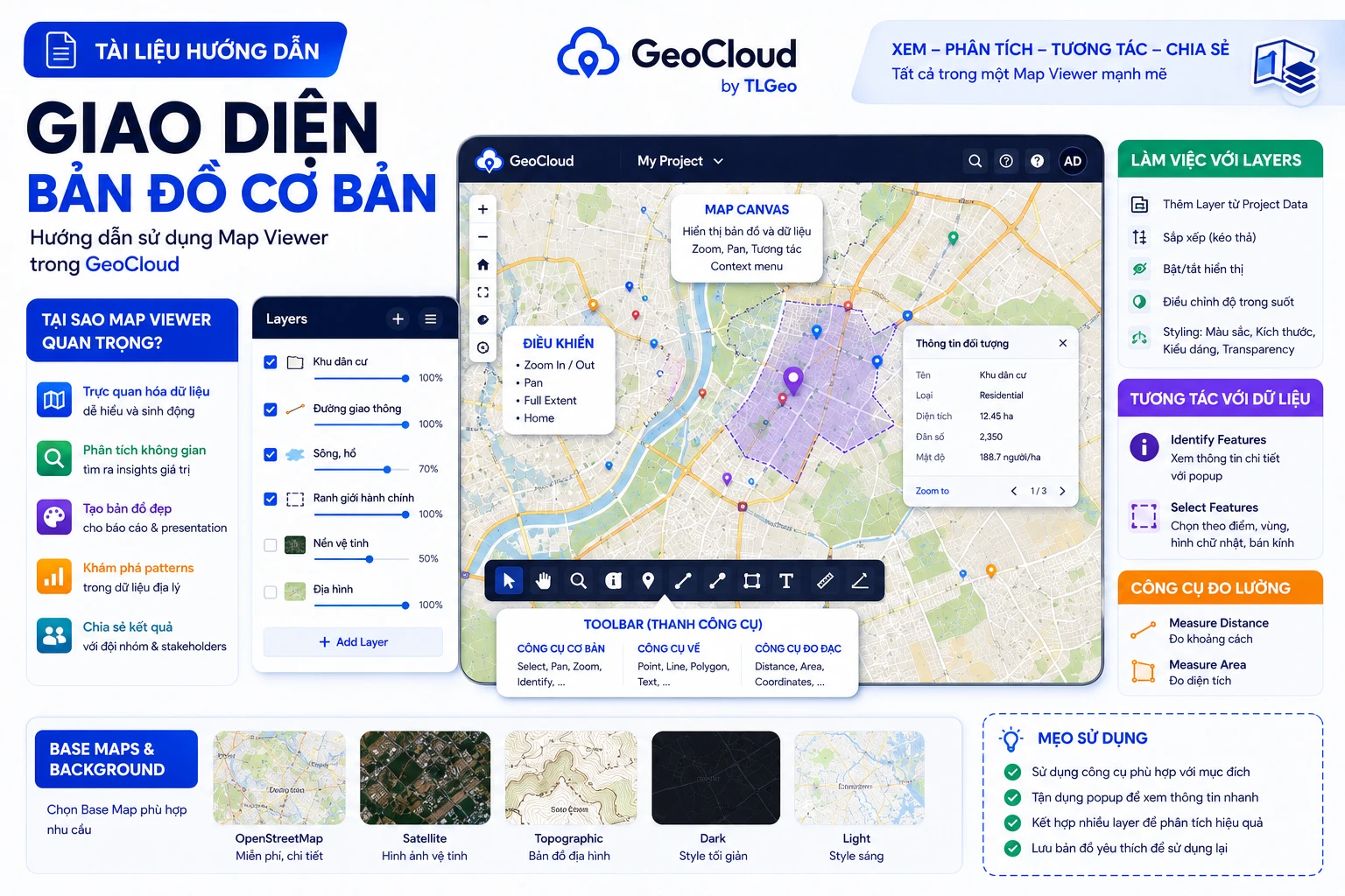 Giao diện bản đồ trong GeoCloud