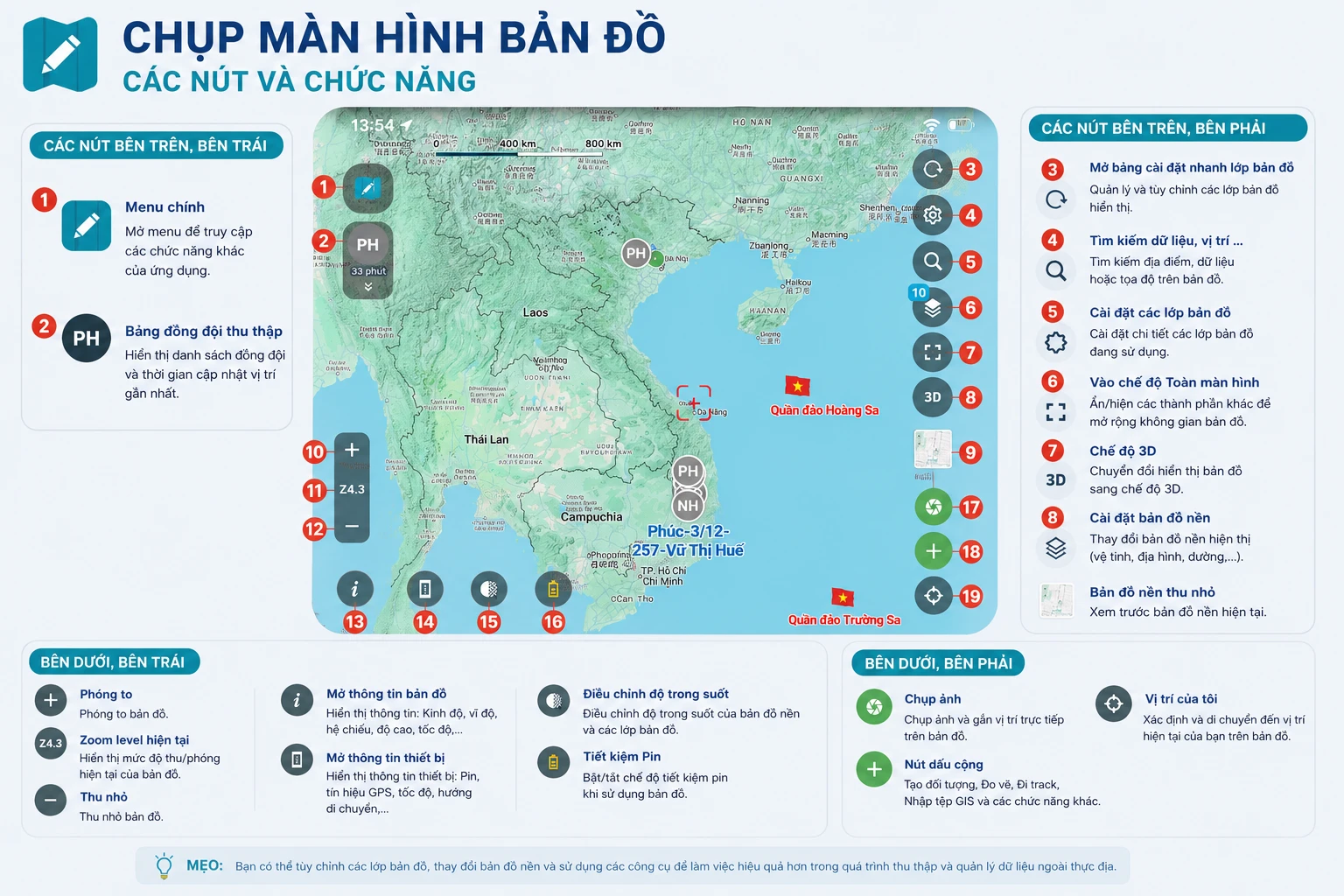Màn hình bản đồ Geocollect