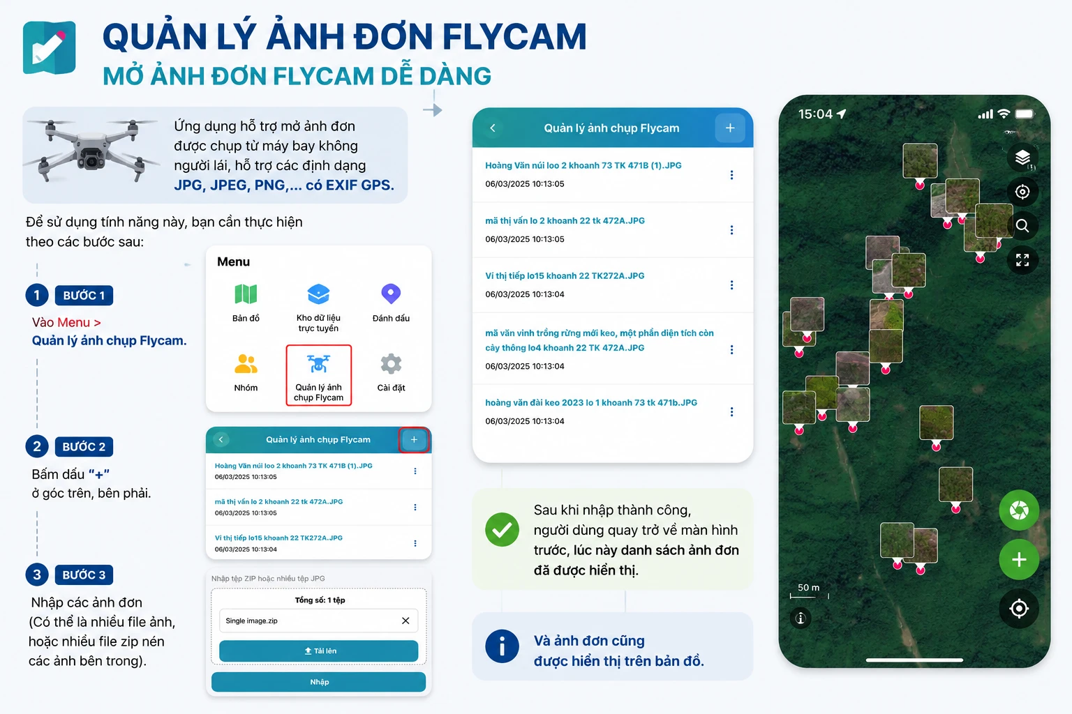 Quản lý ảnh đơn Flycam trong Geocollect