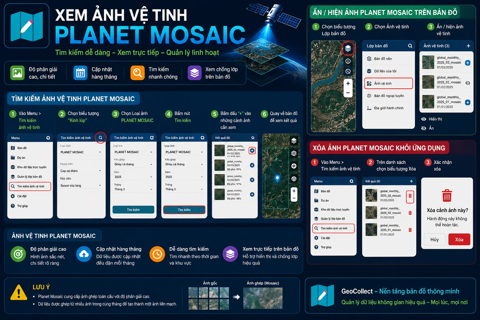 Ảnh vệ tinh Planet Mosaic trong Geocollect