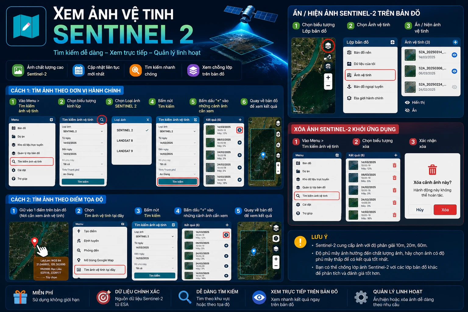 Ảnh vệ tinh Sentinel 2 trong Geocollect